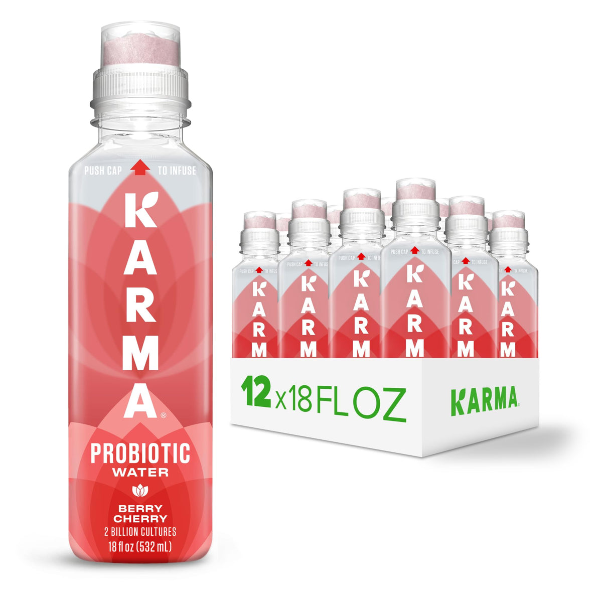 Karma Probiotic Water Berry Cherry 12 Pack – Gut Health & Immune Support