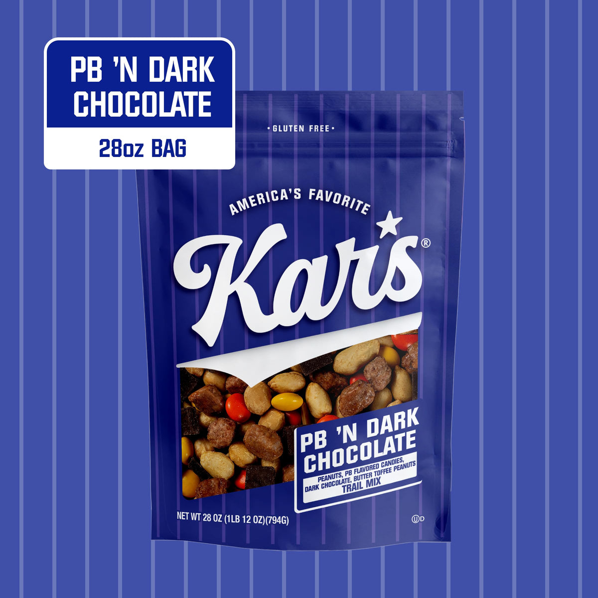 Kar's Nuts Peanut Butter 'N Dark Chocolate Trail Mix, 28 oz – Resealable Pouch (Pack of 1) | Gluten-Free & Kosher Certified