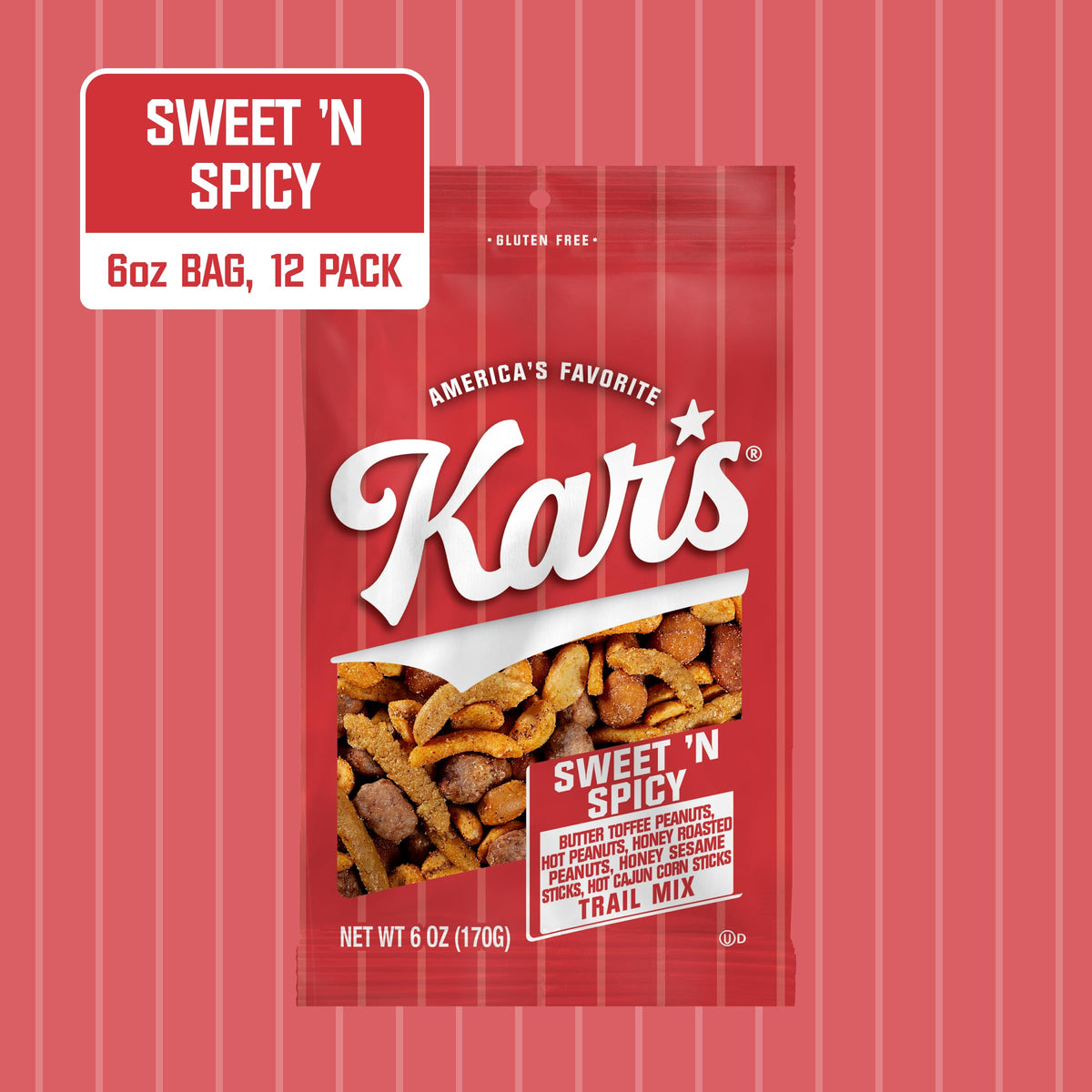 Kar's Nuts Sweet N Spicy Trail Mix – 6 oz Pouches, 12-Pack, Gluten-Free & Kosher