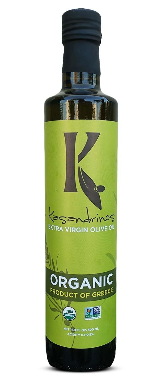 Kasandrinos Organic Olive Oil Extra Virgin – Polyphenol Rich Greek Olive Oil, 100% Organic, First Cold Pressed, Mild & Delicate, 500 ml