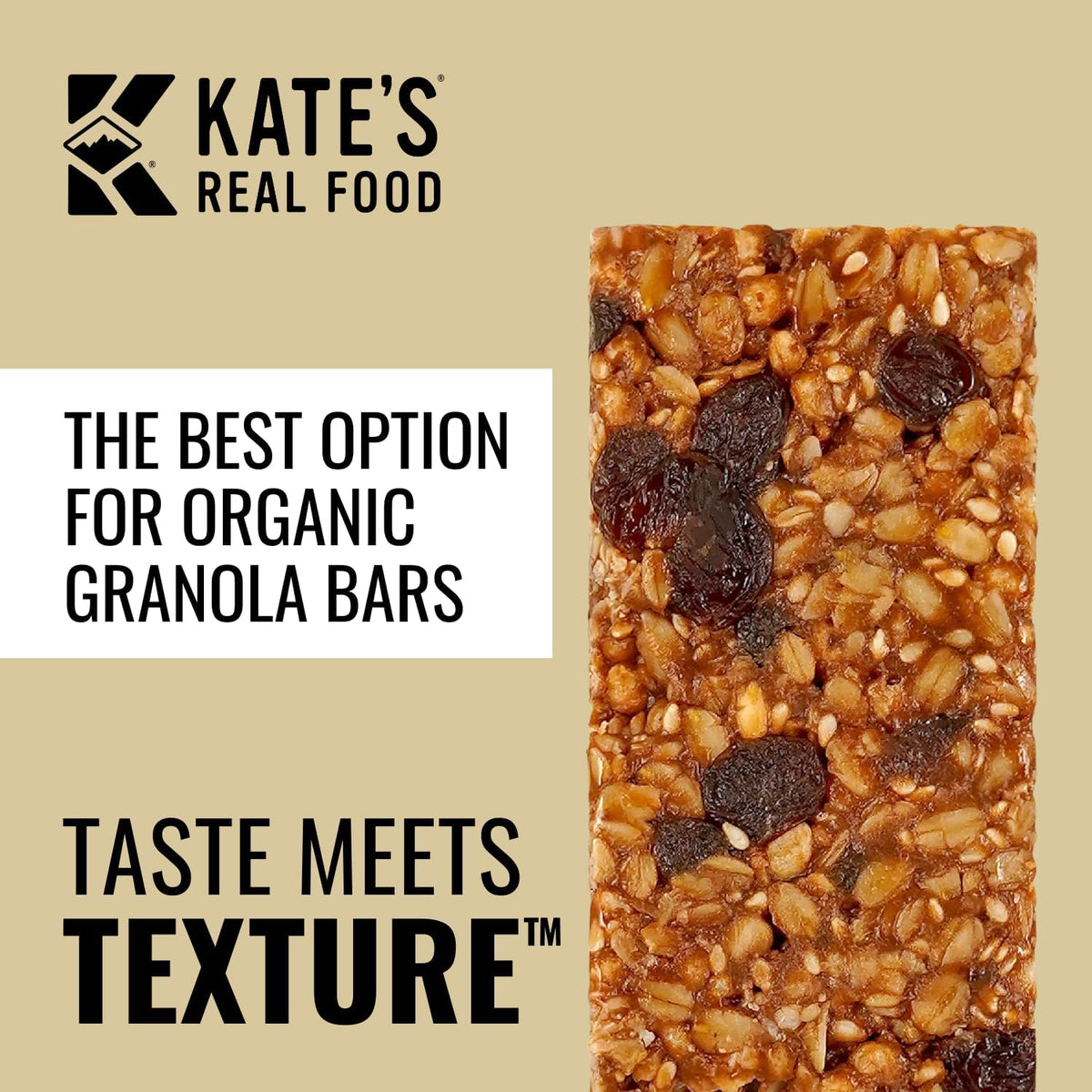 Kate's Real Food Organic Granola Bars - Peanut Butter Milk Chocolate (2.2 oz, Pack of 12) | Gluten Free & Non-GMO
