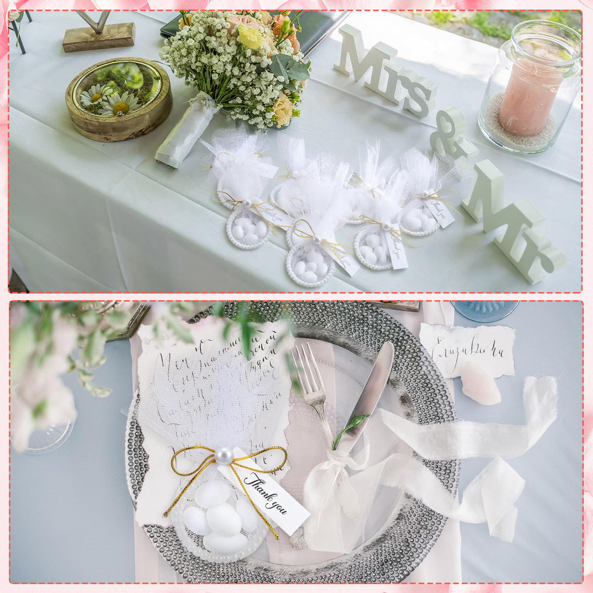 Kathfly 80-Set Wedding Almond Candy Favors – Pearl Rings, Pearls & Cards DIY Marzipan Souvenirs