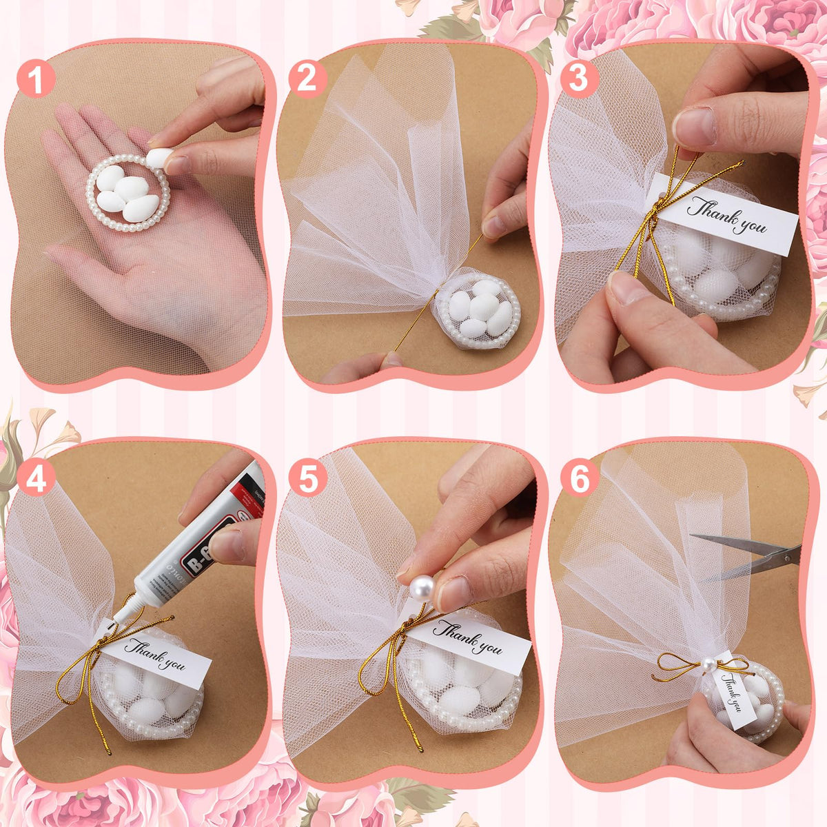 Kathfly 80-Set Wedding Almond Candy Favors – Pearl Rings, Pearls & Cards DIY Marzipan Souvenirs