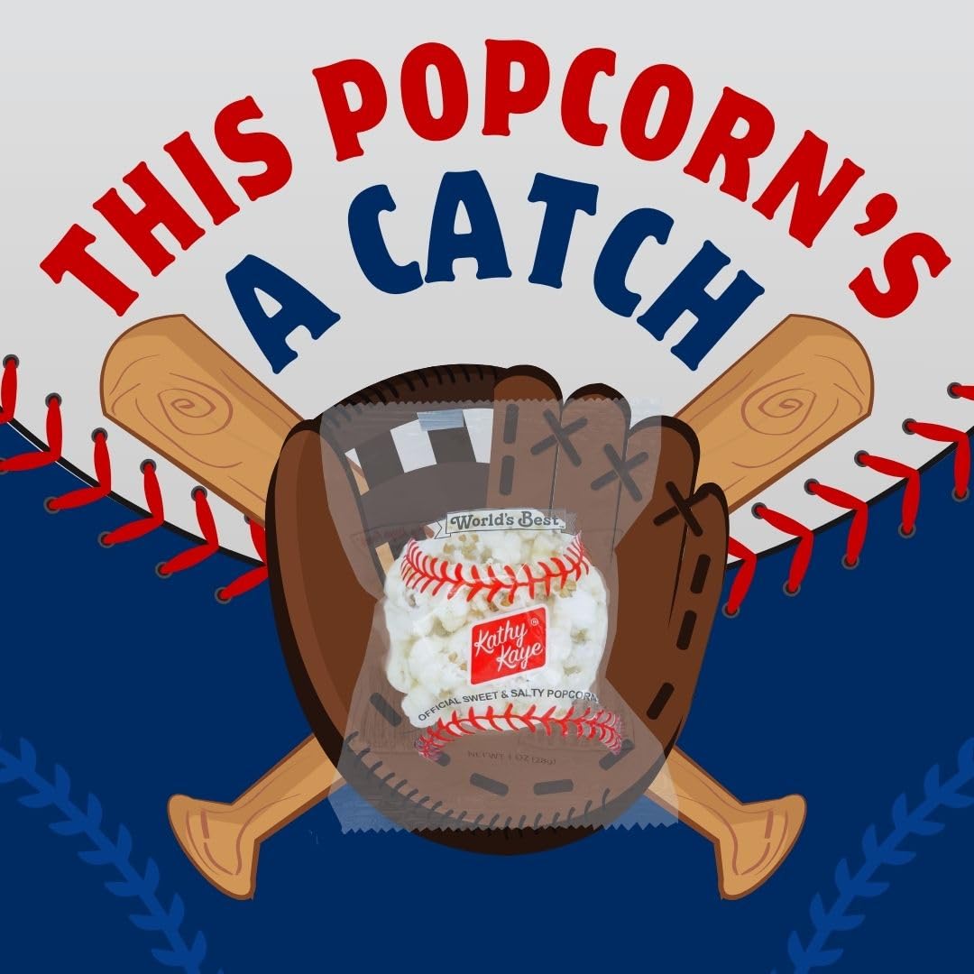 Kathy Kaye Baseball Sweet & Salty Popcorn Balls – 18 Count Box for Game Day & Parties