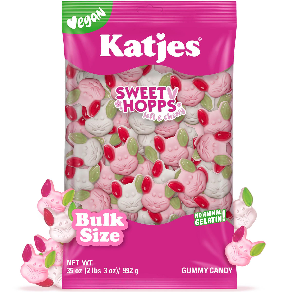 Katjes Bunny Sweet Hopps: Soft Foam & Fruity Gummy Candy – 35 oz Vegan, Gelatin Free