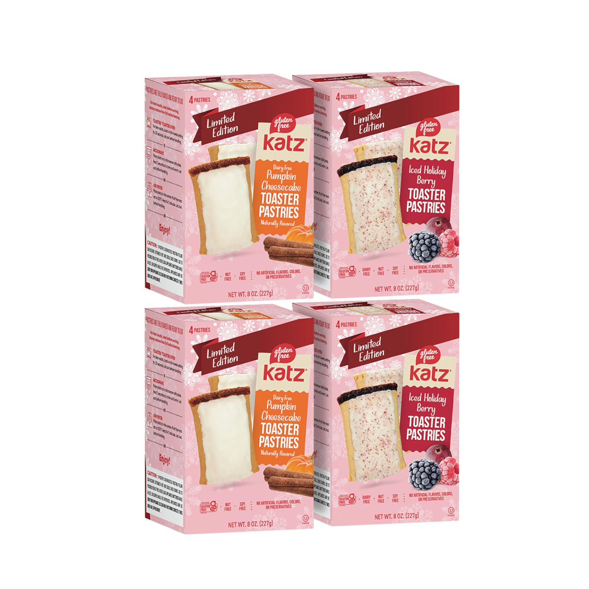 Katz Gluten Free Holiday Toaster Pastries Variety Pack – Iced Holiday Berry & Pumpkin Cheesecake
