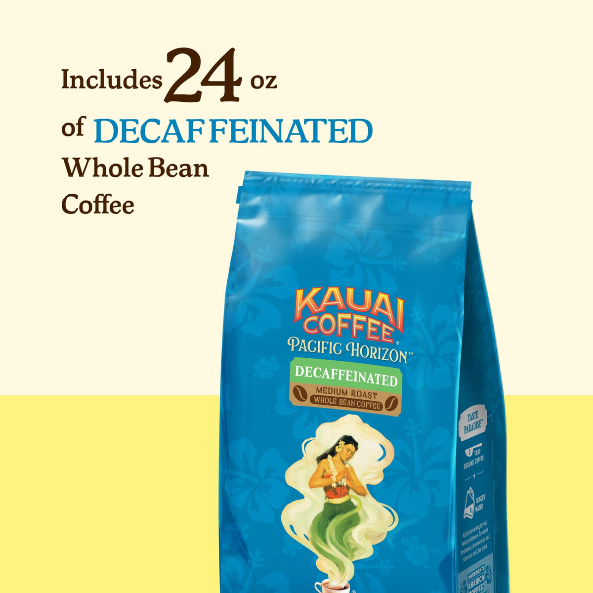 Kauai Coffee Whole Bean Decaf Medium Roast Arabica – Floral Notes & Bright Aroma | 24oz