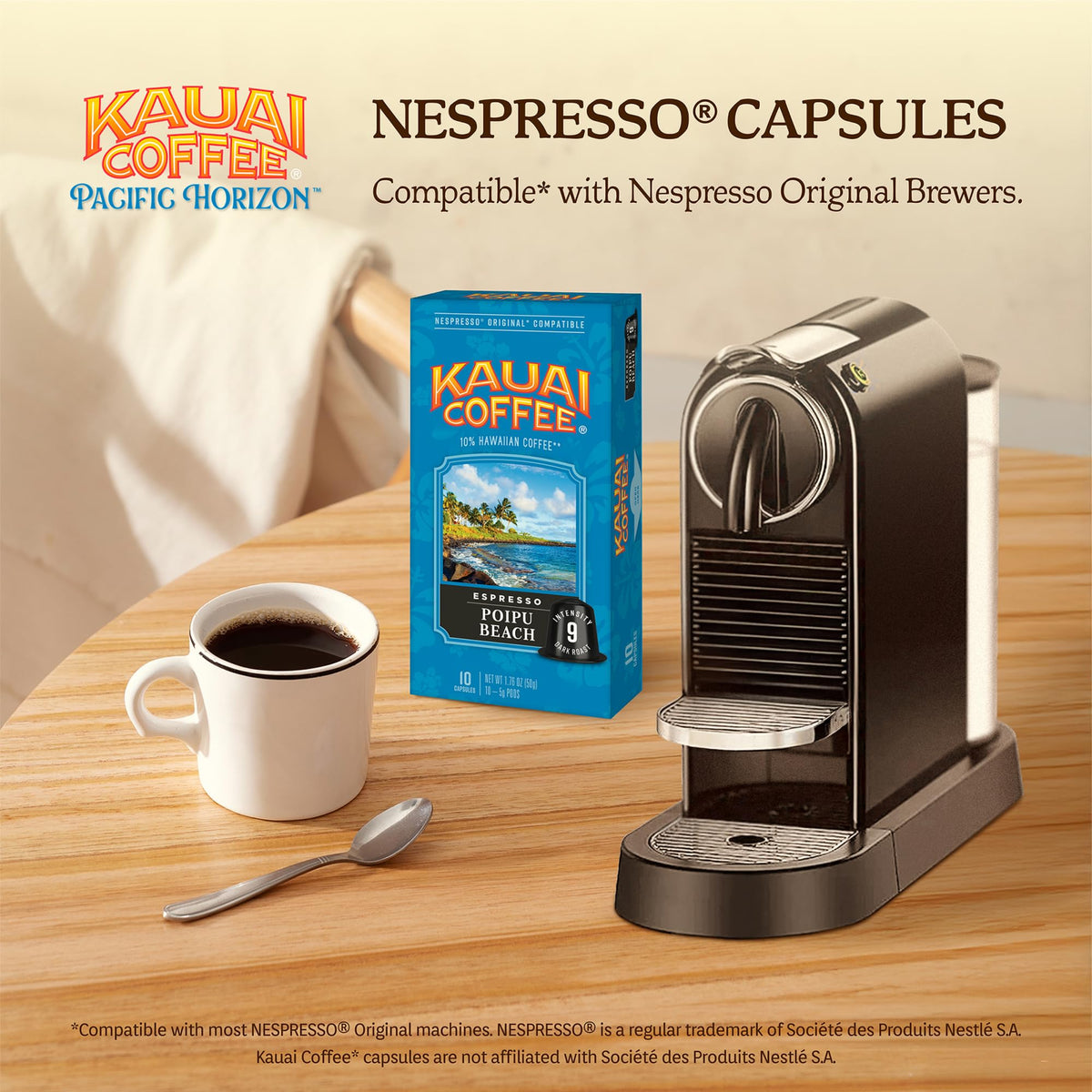 Kauai Coffee Espresso Pods for Nespresso Original – Poipu Beach Dark Roast & Wailua Falls Medium Roast, 4x10 Pack