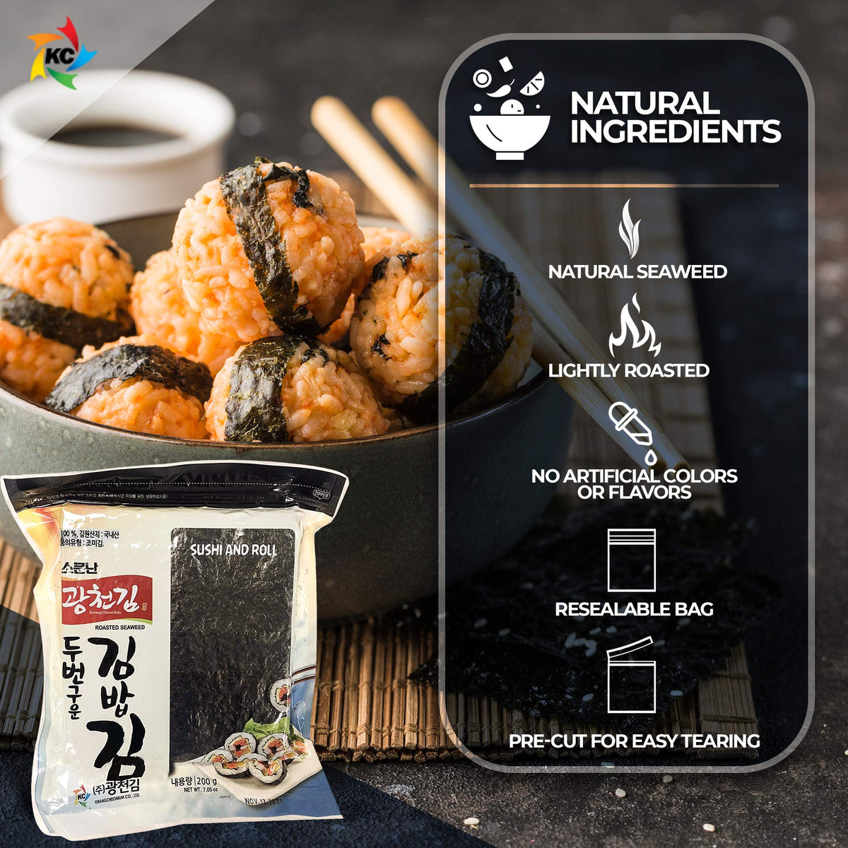 KC KWANGCHEONKIM 100 Full Sheets Yaki Sushi Nori Roasted Seaweed – 200 g
