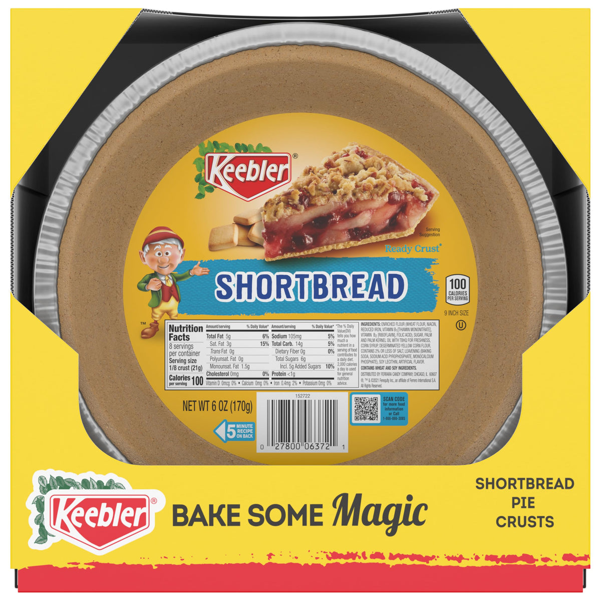 Keebler Ready Crust 9-Inch Shortbread Pie Crusts – 12 Count Premade Shells for Baking or No-Bake