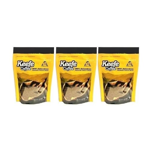 Keefe Coffee 100% Colombian Premium Freeze-Dried Instant Coffee — 3 x 3oz Sealed Bags
