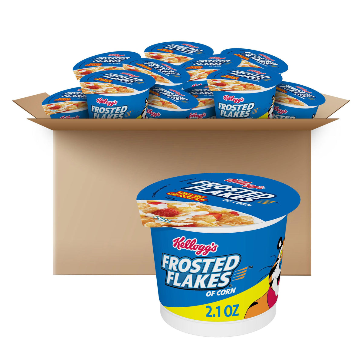 Kellogg's Frosted Flakes Breakfast Cereal Cups – 12 Cups, 8 Vitamins & Minerals