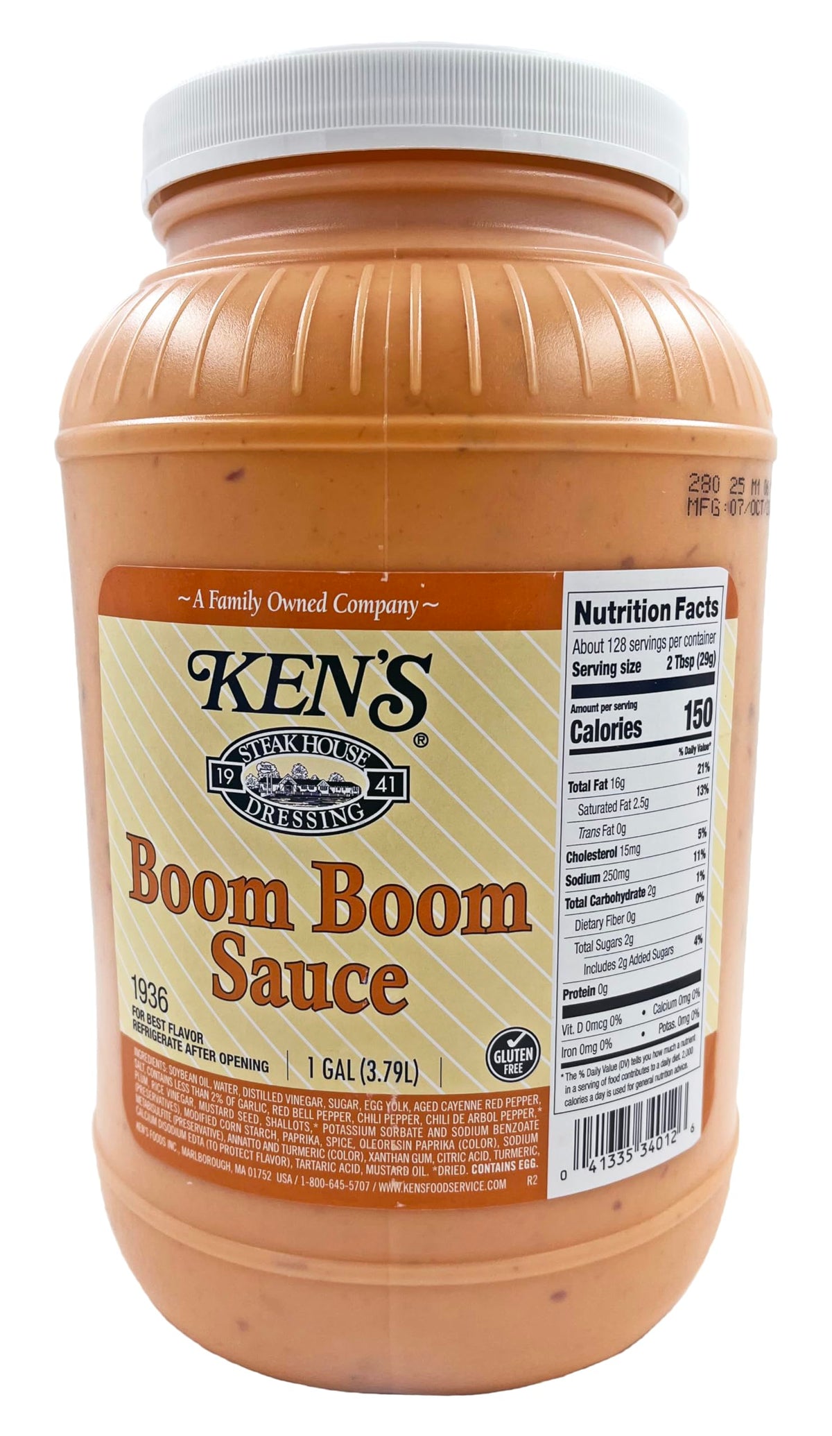 Ken's Boom Boom Sauce 1 Gallon - Creamy Garlic & Mild Spice for Sandwiches, Fries & Tacos