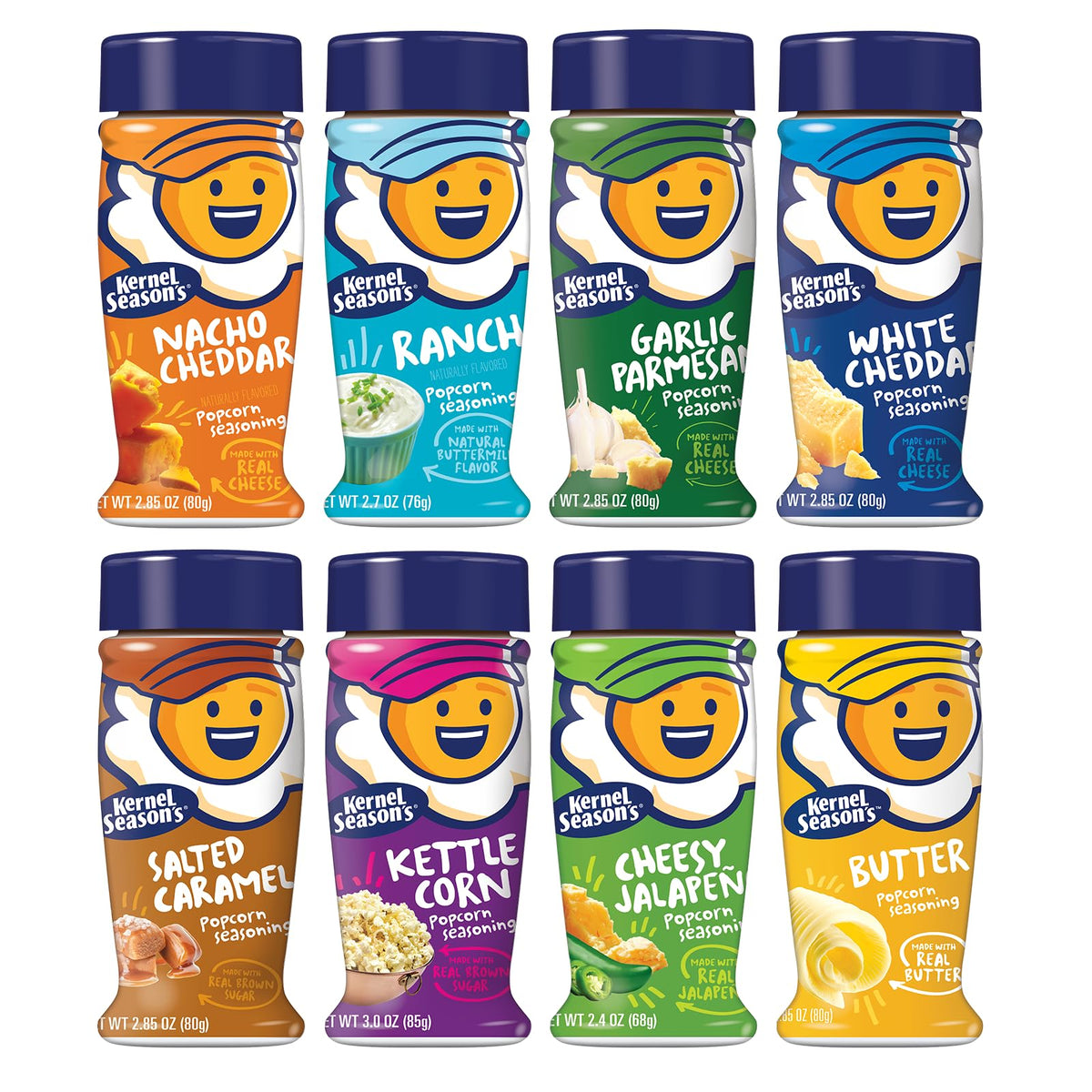Kernel Season's Popcorn Seasoning Variety Pack – Full Size Jars (Pack of 8)