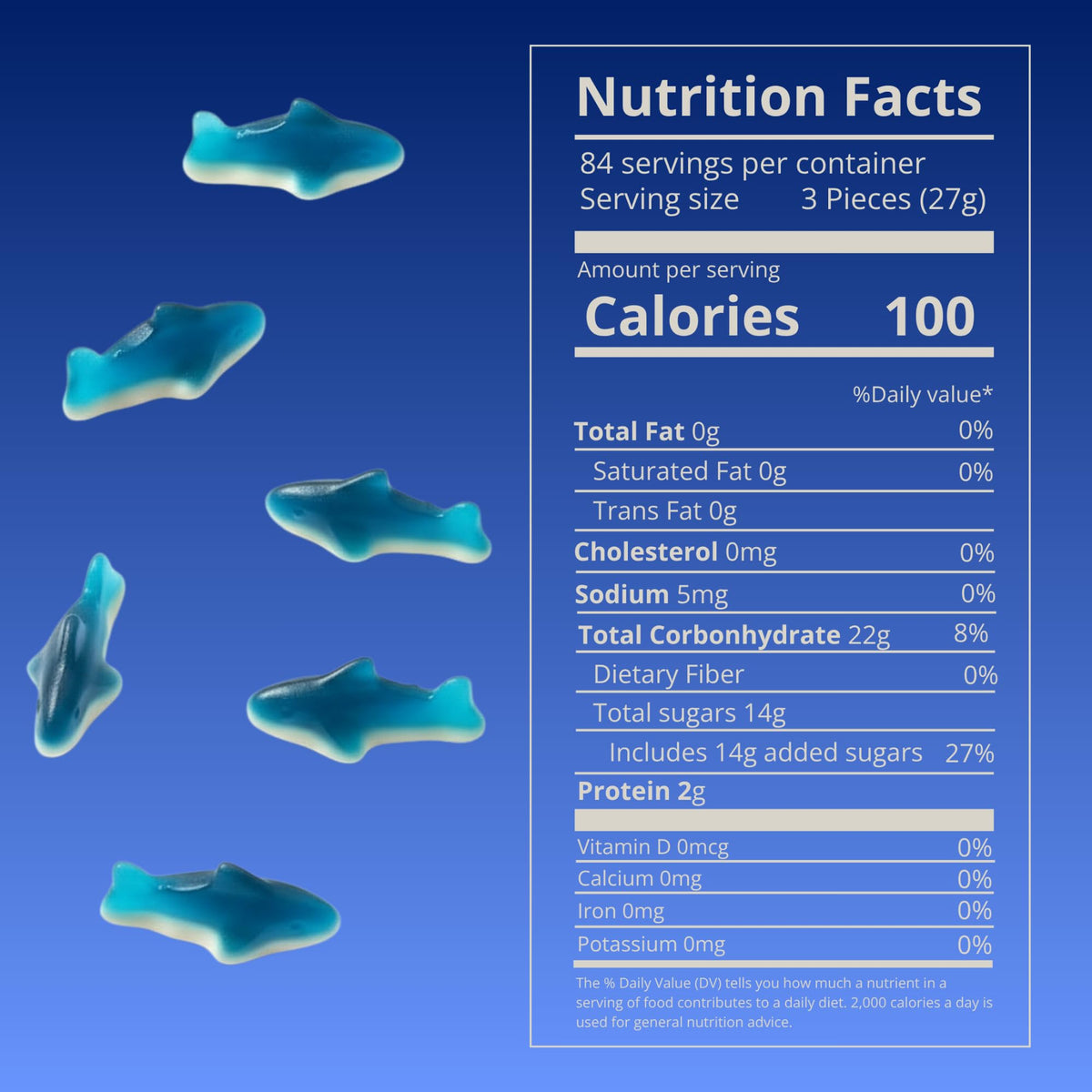 Kervan Bebeto Blue Shark Gummies – Fruity, Soft Chewy 5 lb Bulk Bag (Halal)