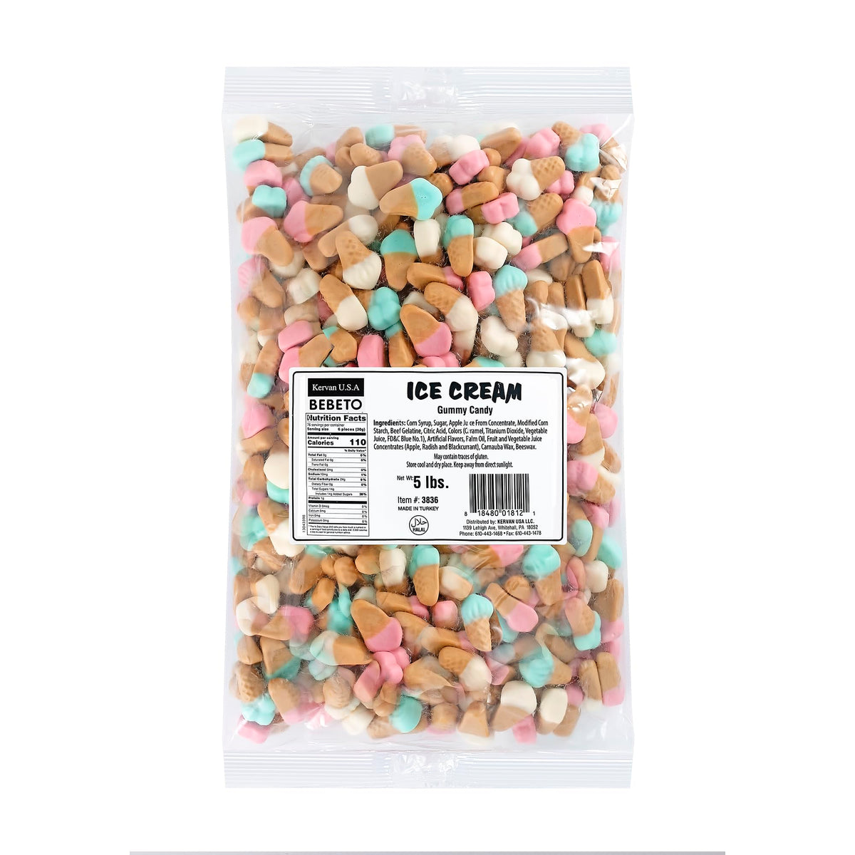 Kervan Bebeto Ice Cream Gummies — 5 lb Bulk, Gluten-Free Halal Candy Cones