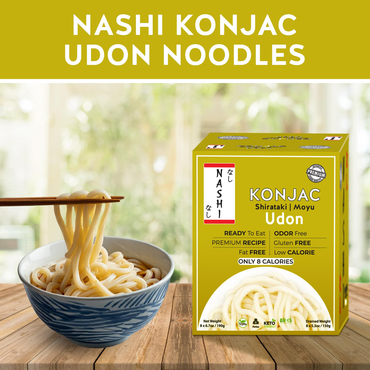 KETO SKINNY Nashi Shirataki Udon Noodles (8x190g) – Keto, Low-Cal, Zero-Carb