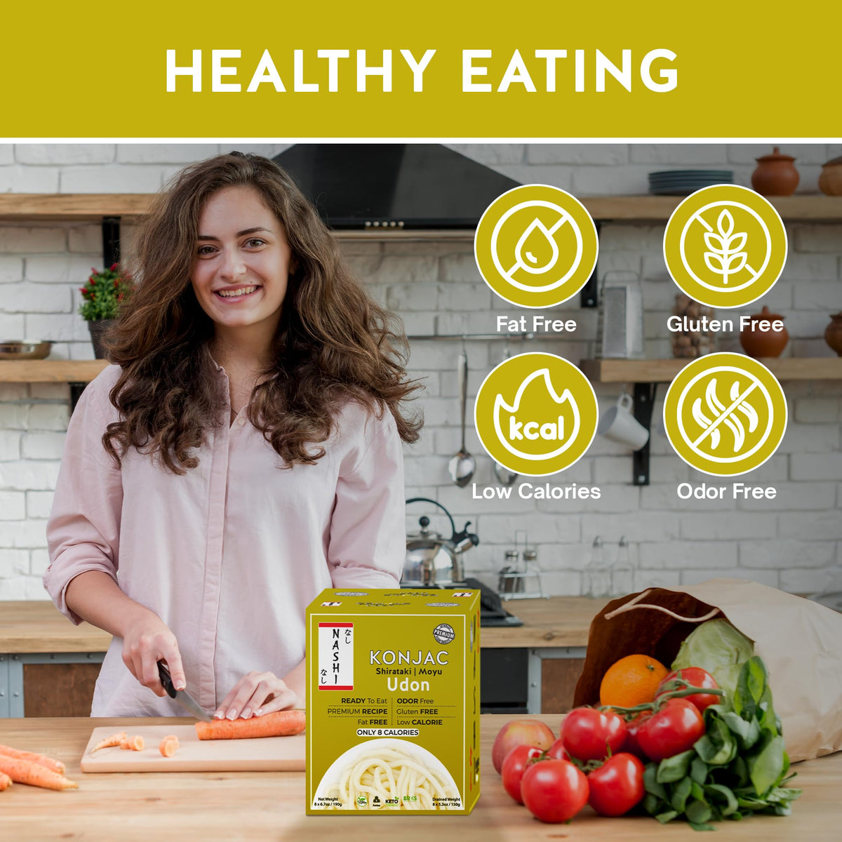 KETO SKINNY Nashi Shirataki Udon Noodles (8x190g) – Keto, Low-Cal, Zero-Carb