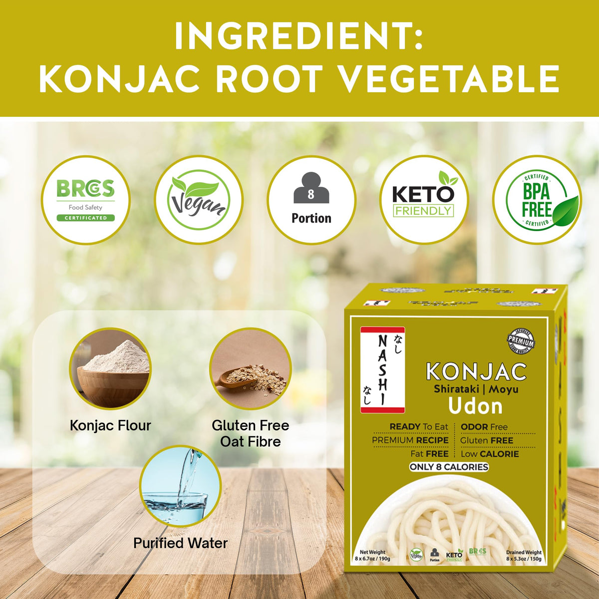 KETO SKINNY Nashi Shirataki Udon Noodles (8x190g) – Keto, Low-Cal, Zero-Carb
