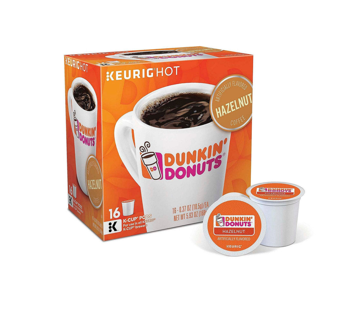 Dunkin Hazelnut K-Cup Pods 16-Count – Keurig Compatible (Packaging May Vary)
