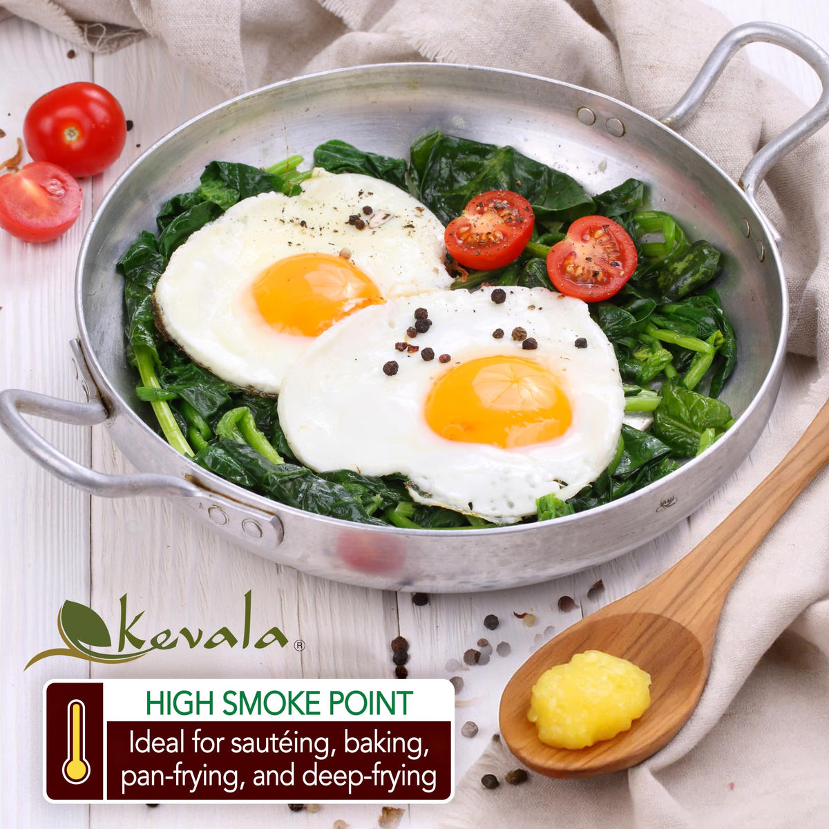 Kevala Clarified Butter Ghee – Grass-Fed, Lactose & Casein Free, High Smoke Point for Keto & Gluten Free Cooking | 2 lb