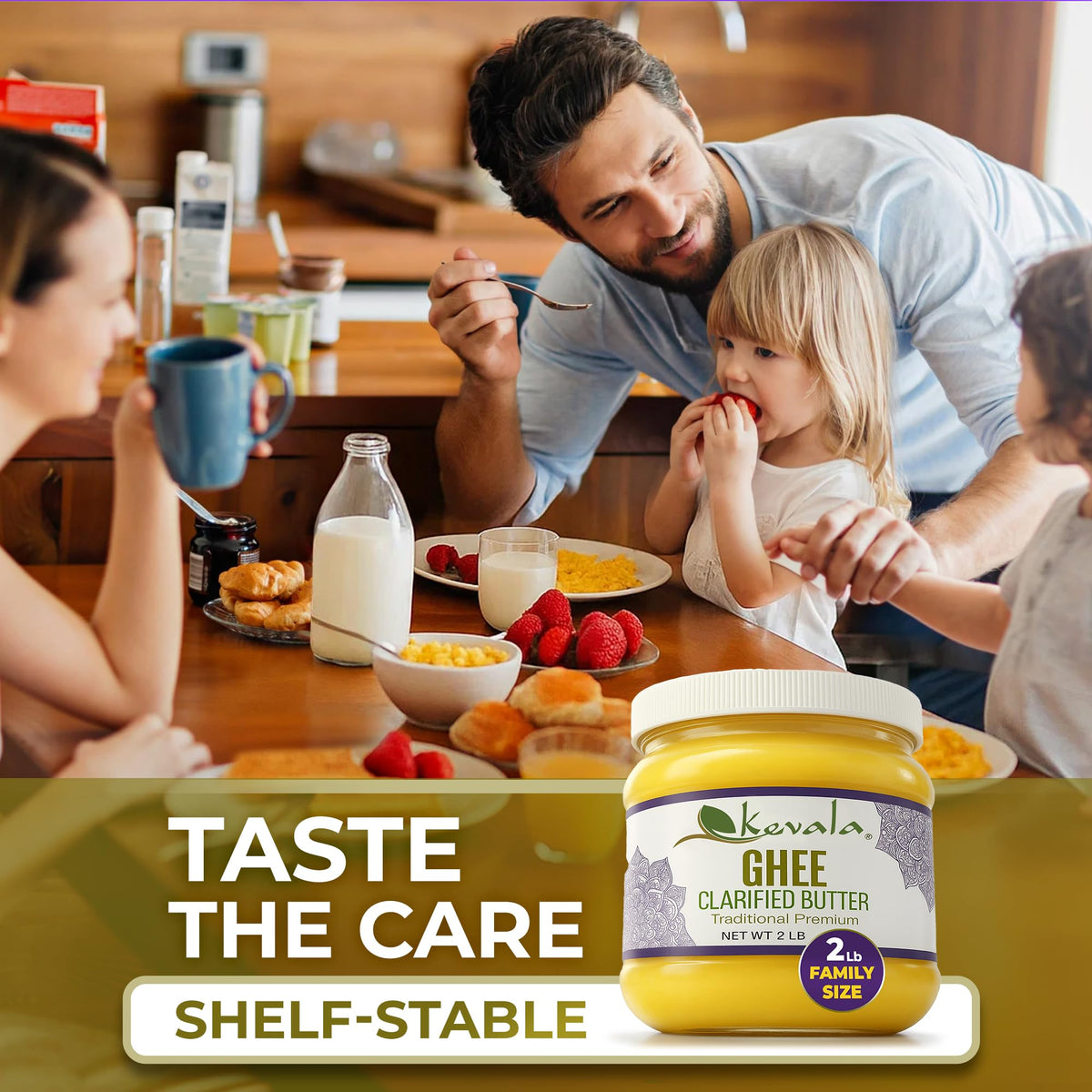 Kevala Clarified Butter Ghee – Grass-Fed, Lactose & Casein Free, High Smoke Point for Keto & Gluten Free Cooking | 2 lb