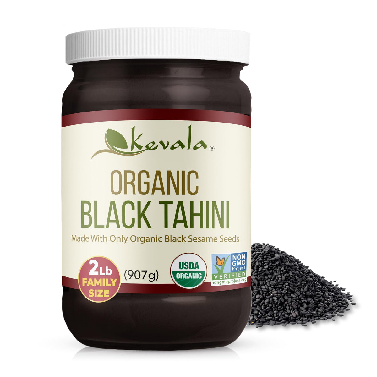 Kevala Organic Black Tahini - 32 oz Double-Size Gluten Free Black Sesame Paste