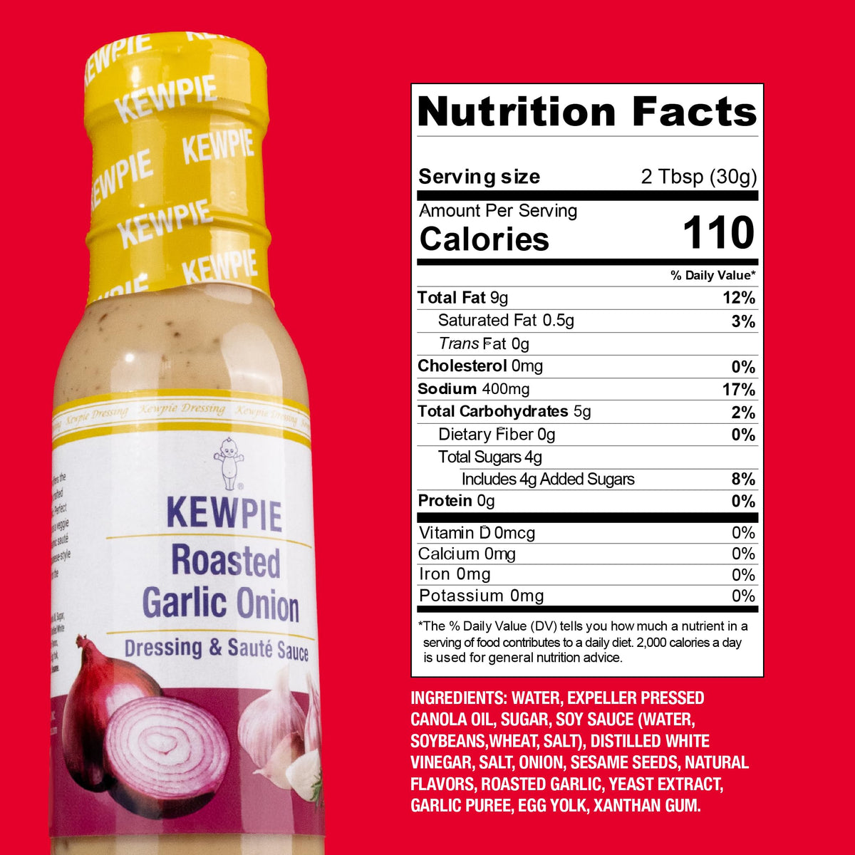 Kewpie Roasted Garlic Onion Dressing & Sauce – 64 oz | Non-GMO & Kosher