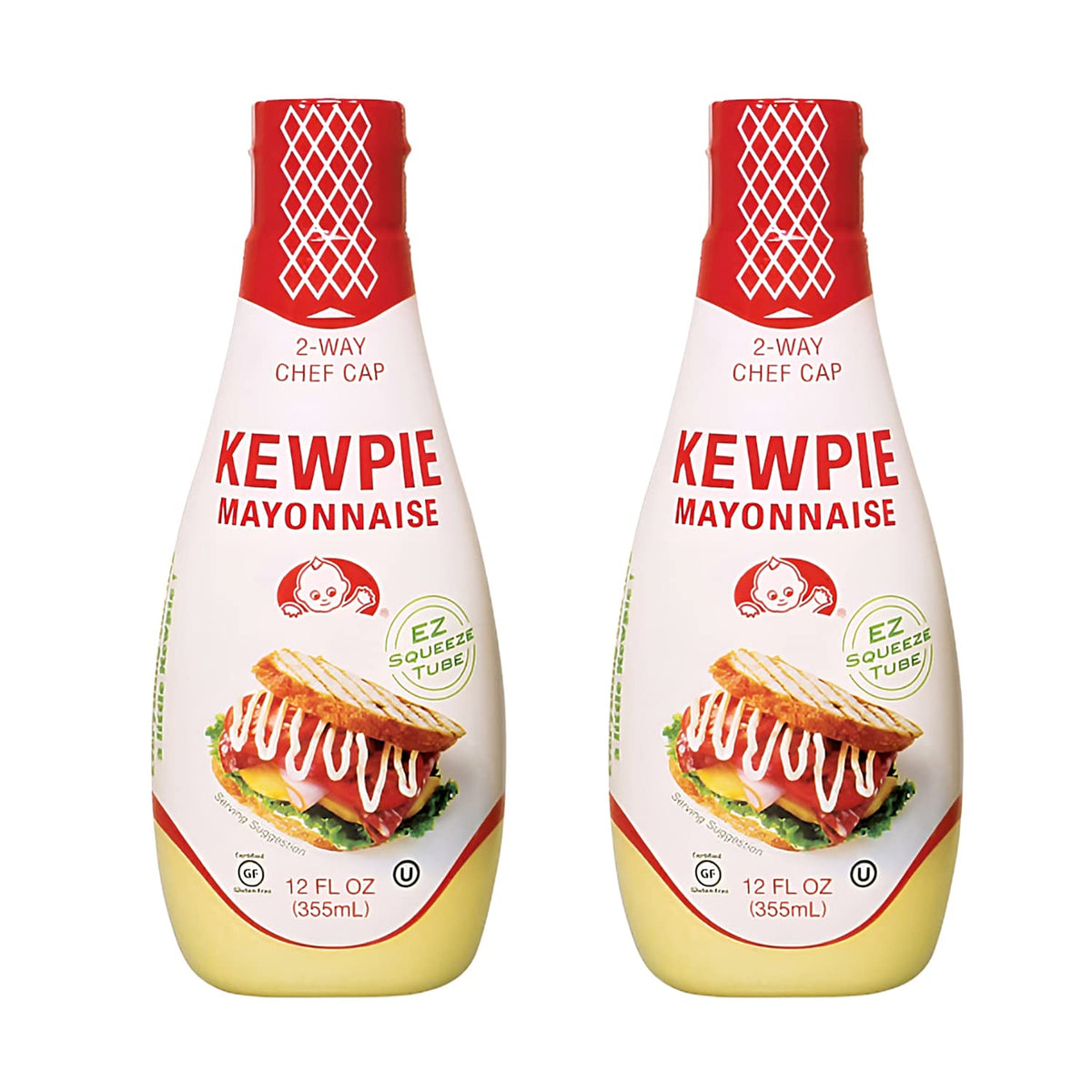 [KEWPIE] Squeeze Tube Mayonnaise – Rich Umami Flavor, Gluten Free, Kosher, 12oz x 2 Pack