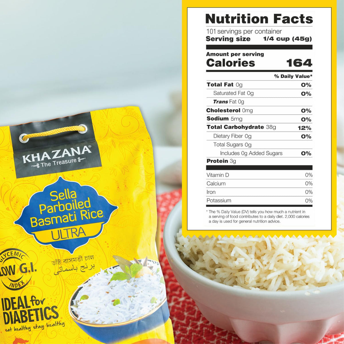 Khazana Ultra Long Sella Parboiled Basmati Rice – 10 lb, Aromatic & Gluten-Free