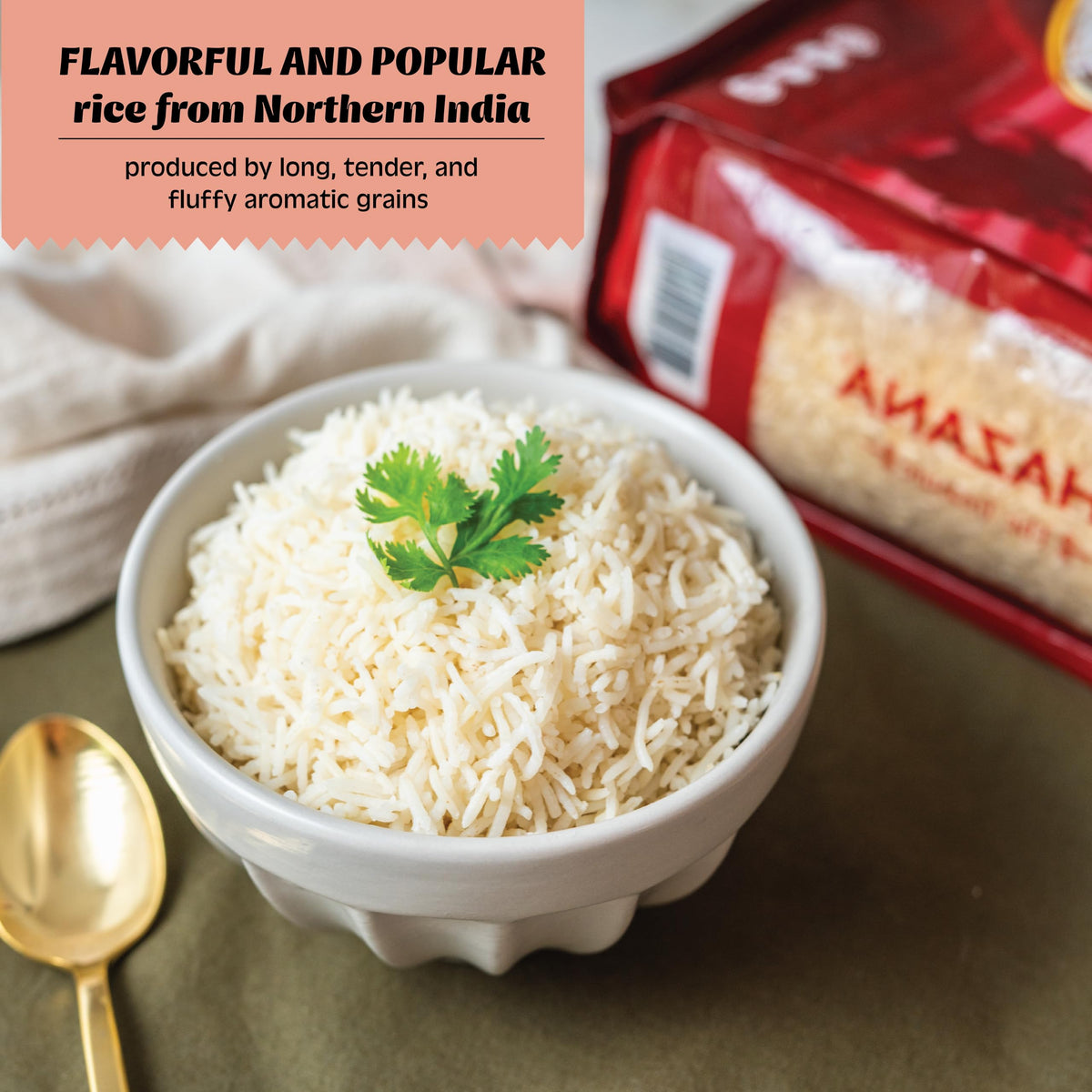 Khazana Authentic Extra Long Basmati Rice – 10 lb Bag | Aromatic, Non-GMO, Gluten Free