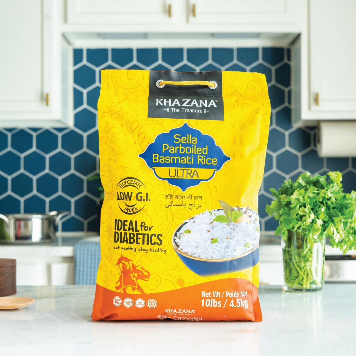 Khazana Ultra Long Sella Parboiled Basmati Rice – 10 lb, Aromatic & Gluten-Free