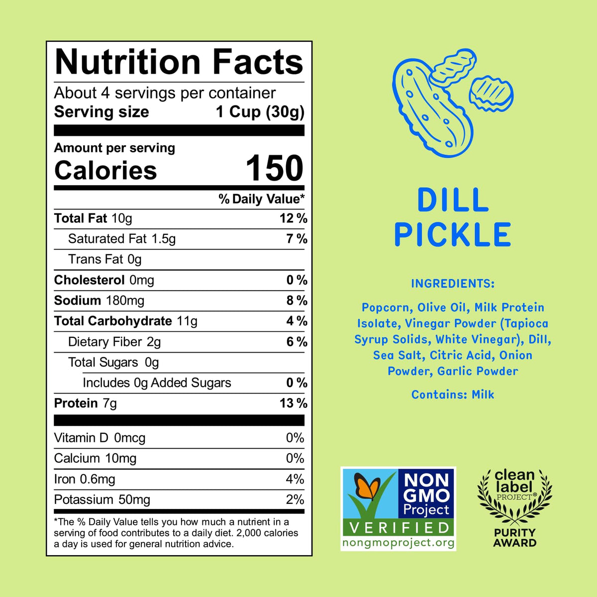 Khloud Protein Popcorn Dill Pickle – 7g Protein per Serving | Gluten-Free, Non-GMO, Kosher