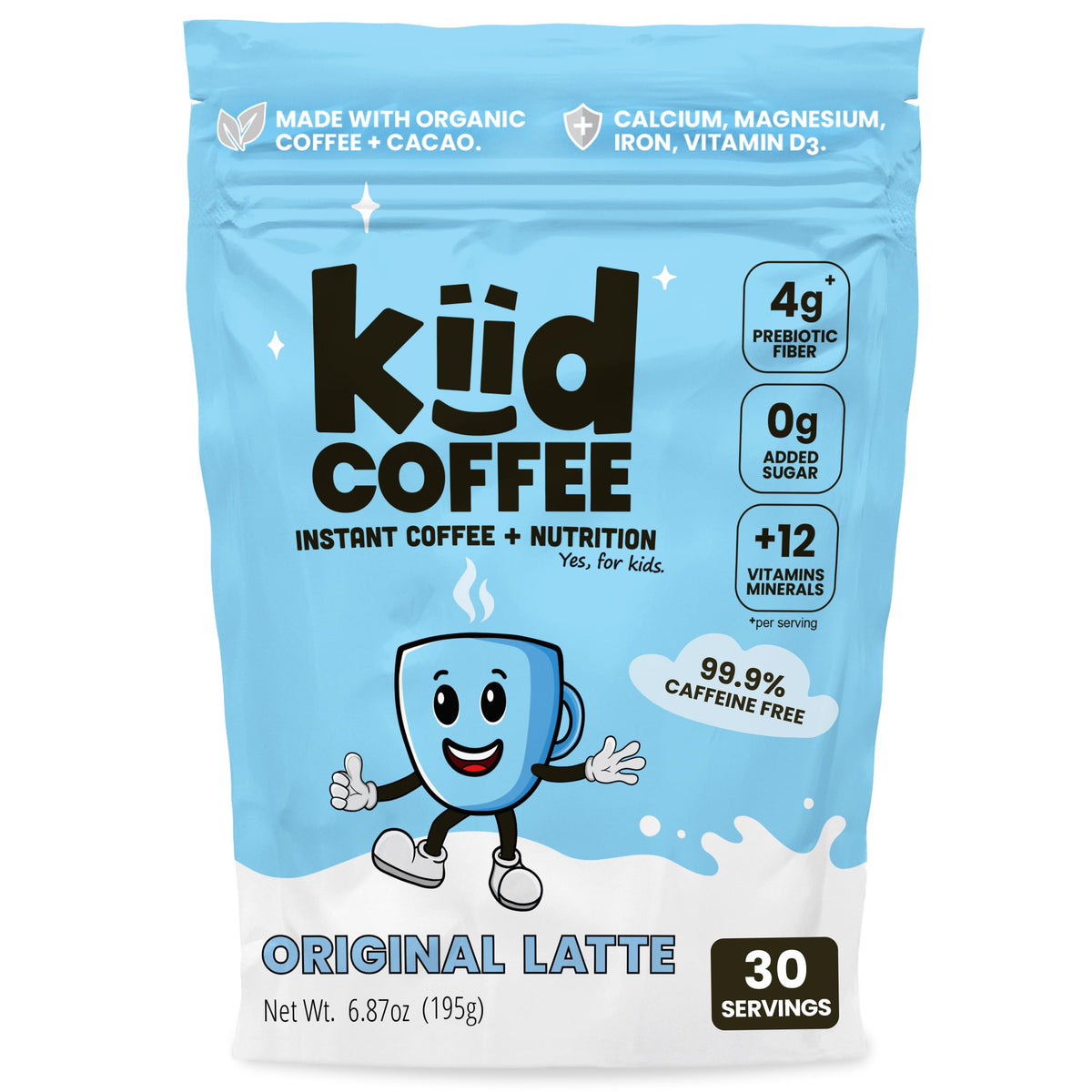 Kiid Coffee – 99.9% Caffeine-Free Organic Kids' Coffee with 12 Vitamins | 30 Servings