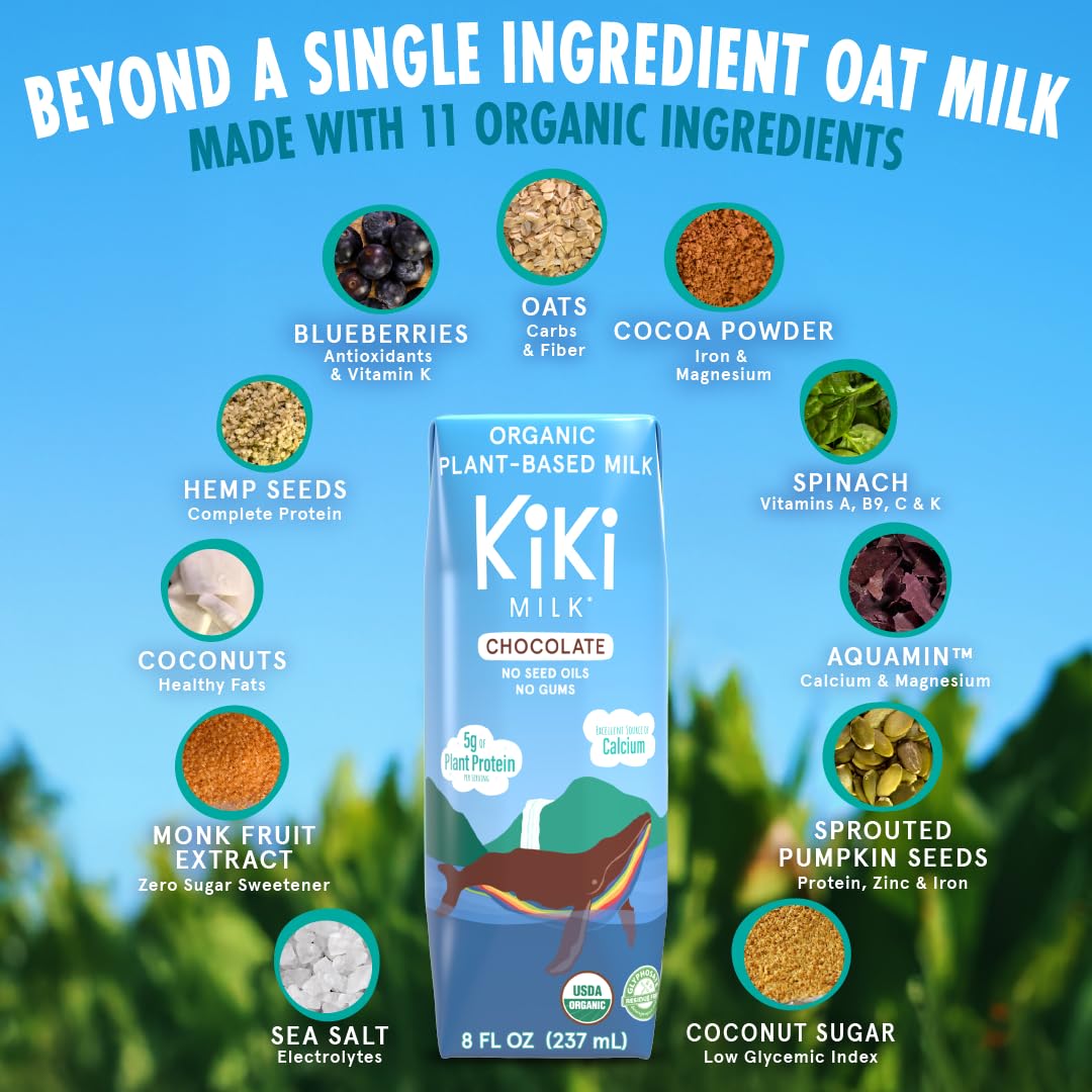 Chocolate Kiki Milk – Organic Plant-Based Milk (8 oz x 12) | Gluten-Free, Glyphosate-Free, GMO-Free