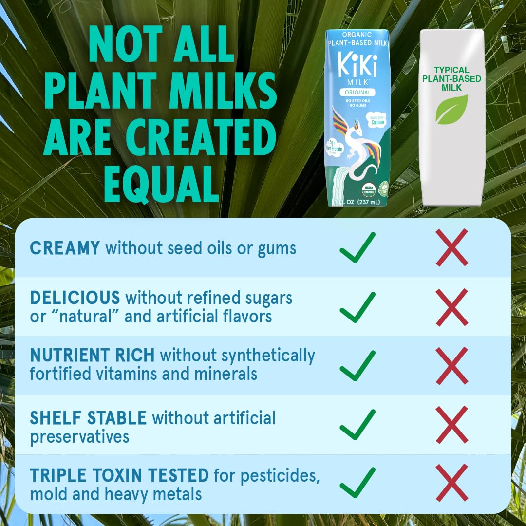 Original Kiki Milk — Organic Plant-Based Milk, Glyphosate-Free, 12-Pack (8 oz each)