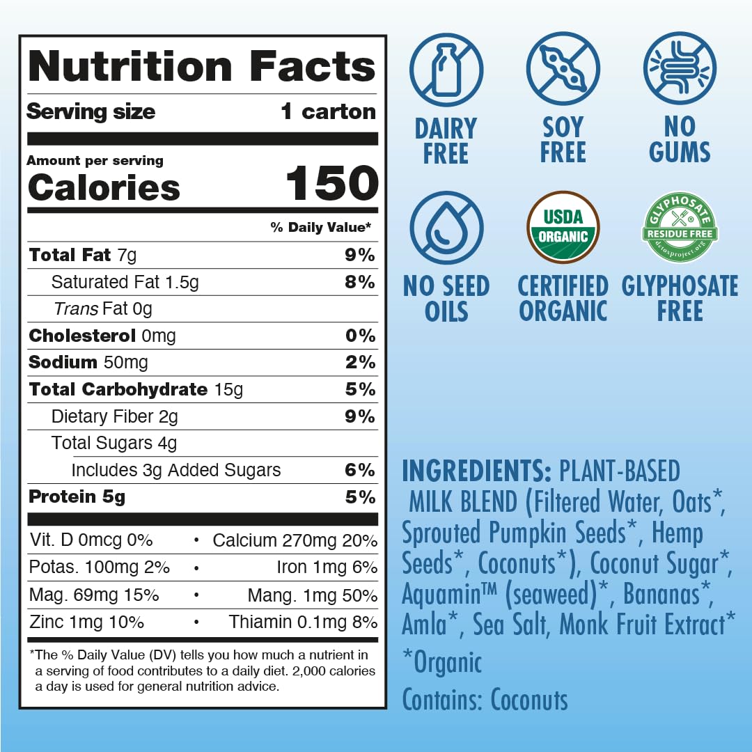 Original Kiki Milk — Organic Plant-Based Milk, Glyphosate-Free, 12-Pack (8 oz each)