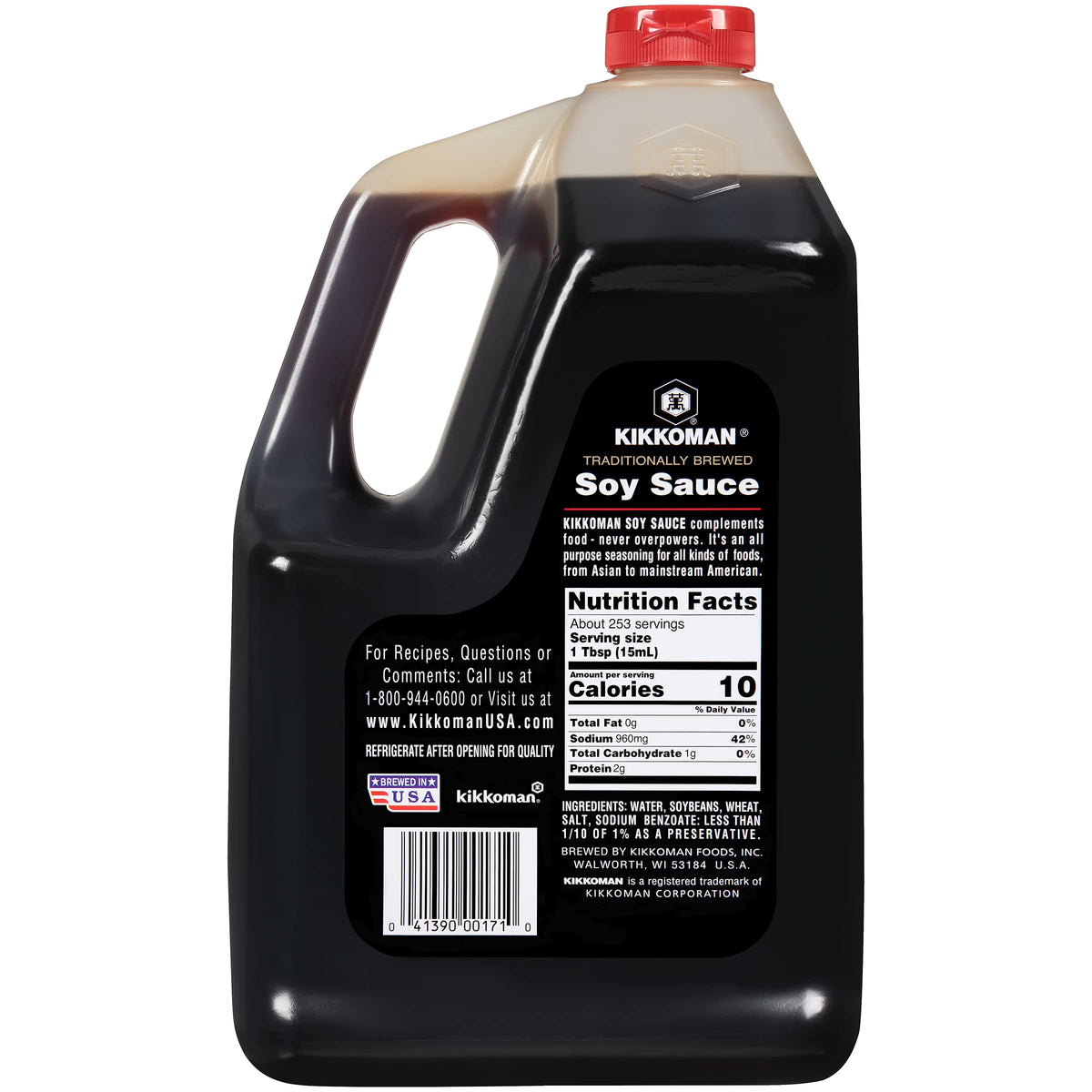 Kikkoman Traditionally Brewed Soy Sauce – All-Purpose Seasoning, 1 Gallon