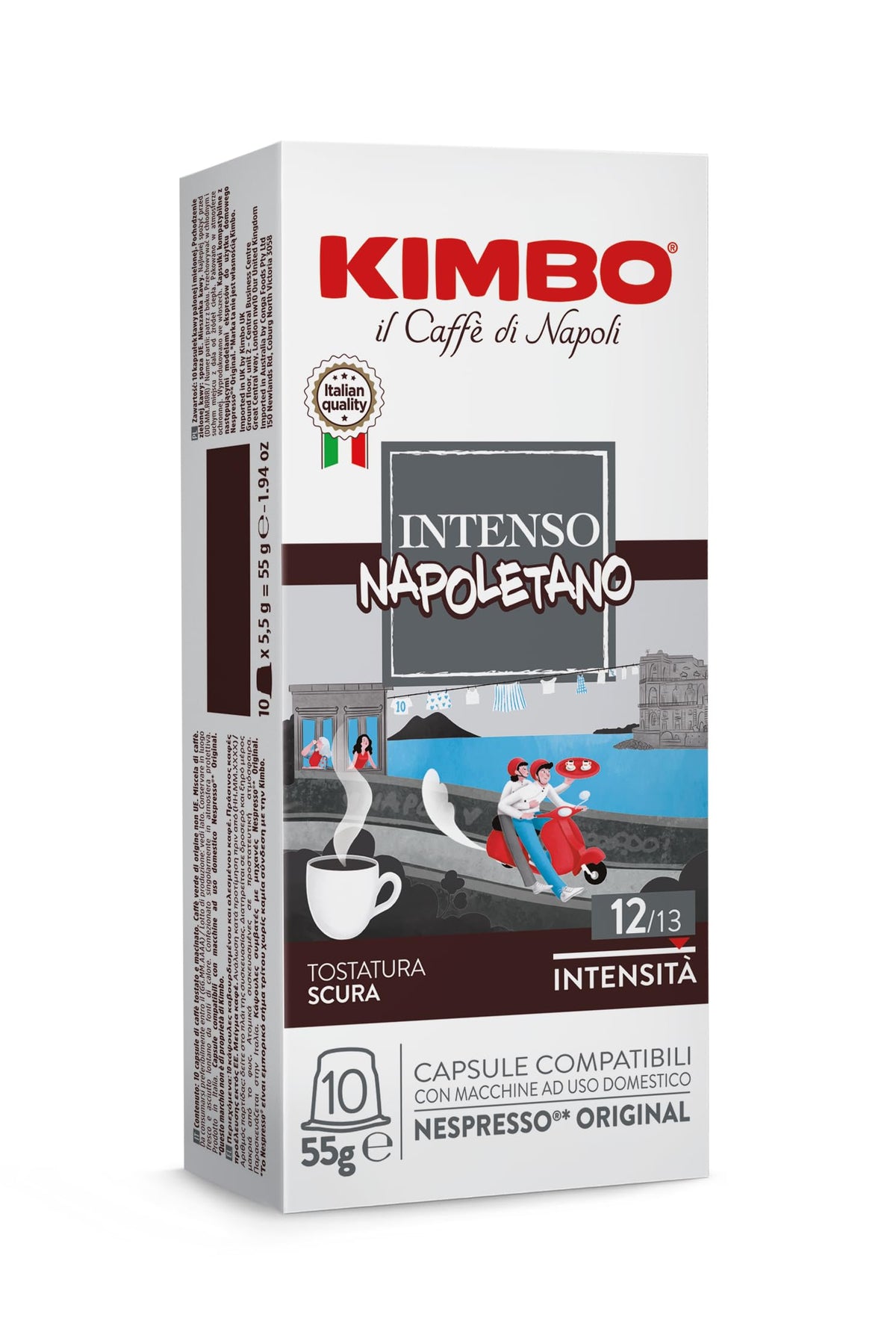 KIMBO Espresso Capsules Intenso Napoletano – 100 Regular Capsules for Nespresso Original Machines