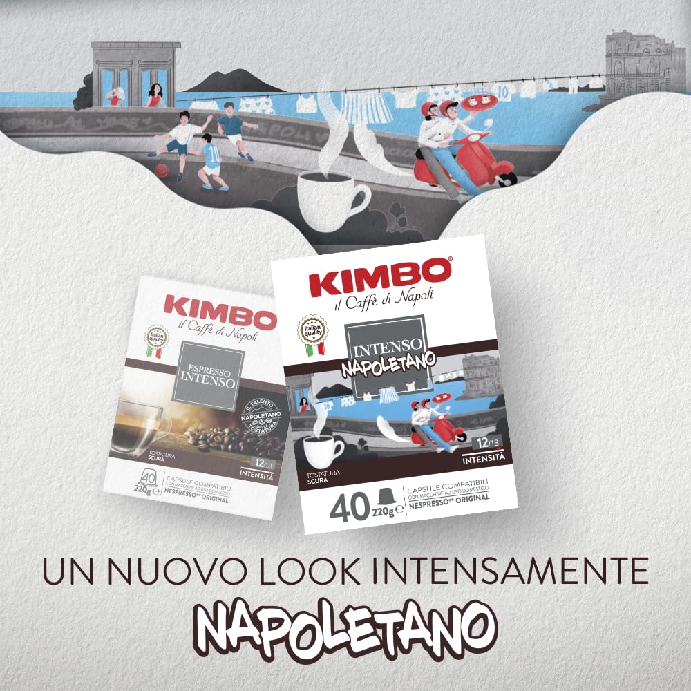 KIMBO Espresso Capsules Intenso Napoletano – 100 Regular Capsules for Nespresso Original Machines