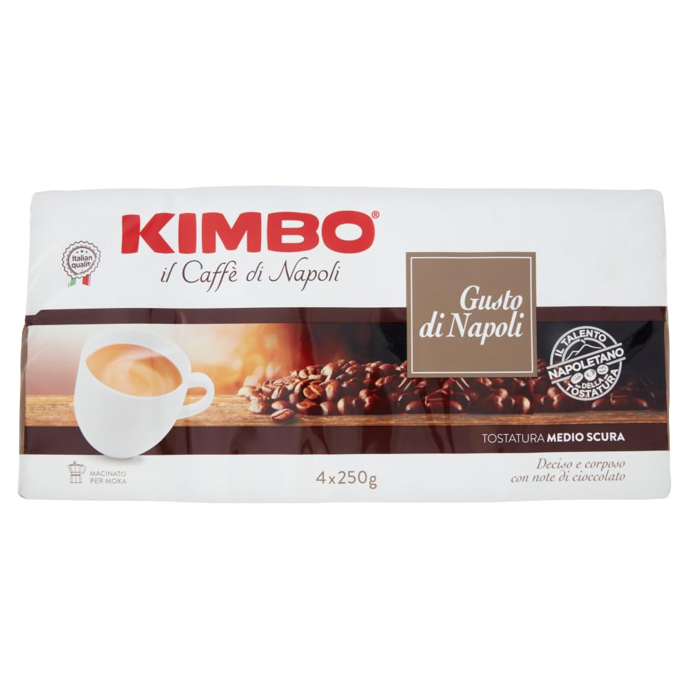 KIMBO Ground Coffee 4x250g – Gusto di Napoli, 1kg Pack