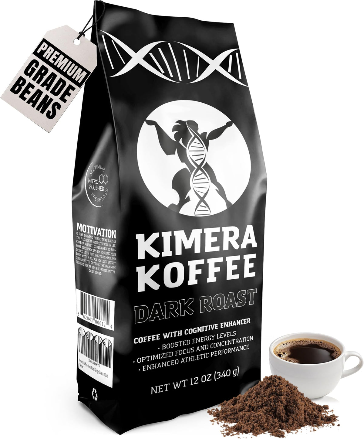 Kimera Koffee Dark Roast – Organic Bold Nootropic Coffee (12oz Ground)