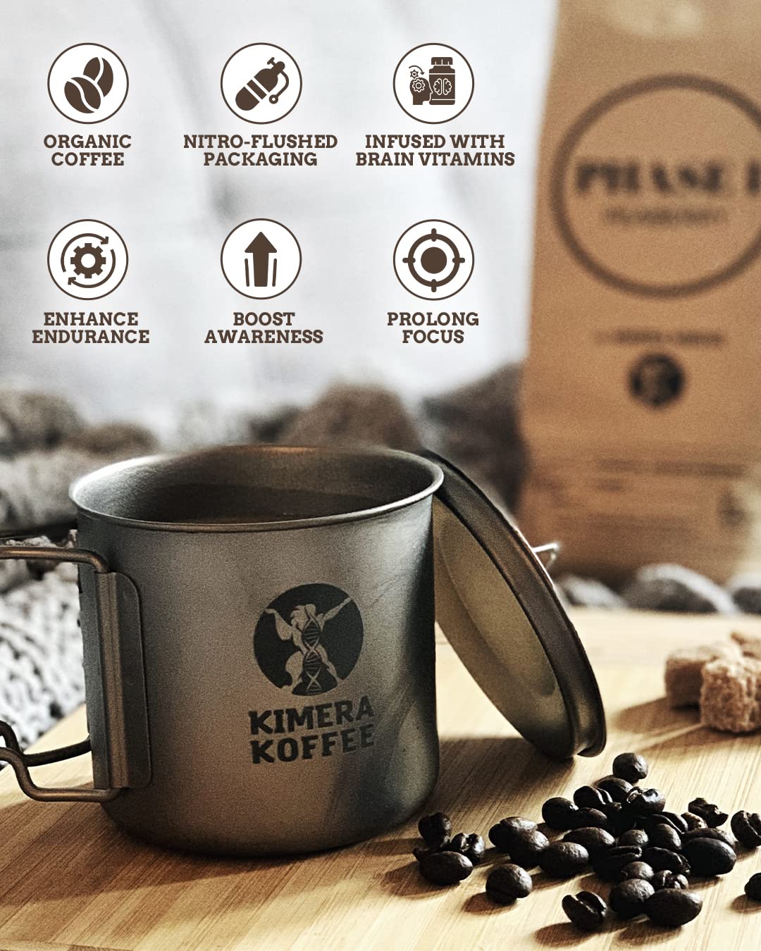Kimera Koffee Dark Roast – Organic Bold Nootropic Coffee (12oz Ground)