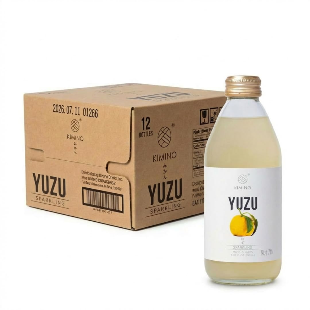 Kimino Sparkling Yuzu Juice – All-Natural Japanese Yuzu Drink, 12 Pack, 8.45 fl oz