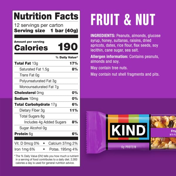 KIND Fruit & Nut Bars – 12 Pack | Gluten Free, Non-GMO, Kosher