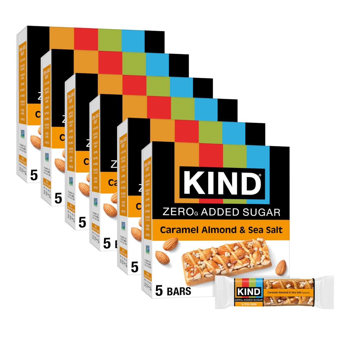 KIND ZERO Added Sugar Bars — Caramel Almond & Sea Salt, Keto, Gluten Free, 30 Count
