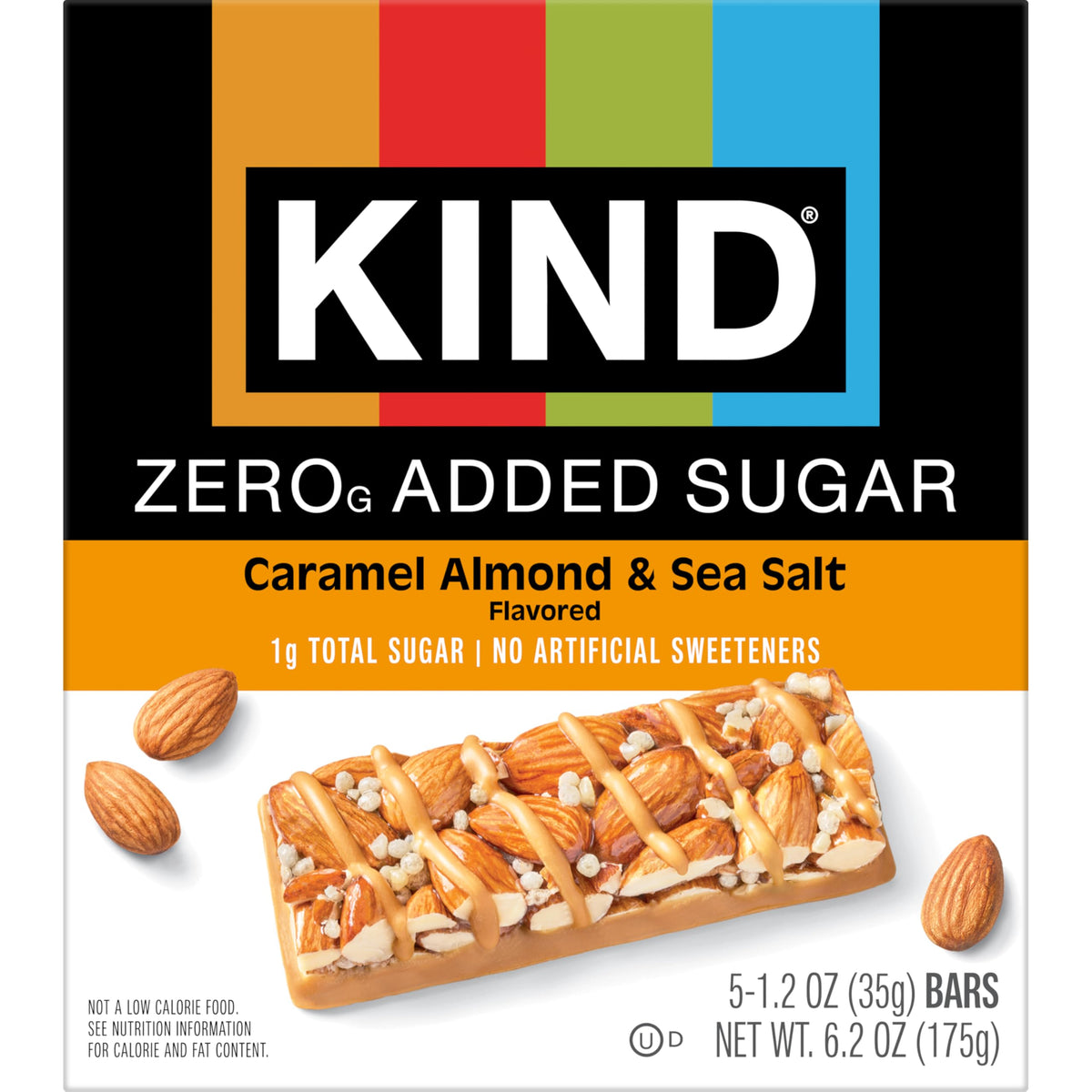 KIND ZERO Added Sugar Bars — Caramel Almond & Sea Salt, Keto, Gluten Free, 30 Count