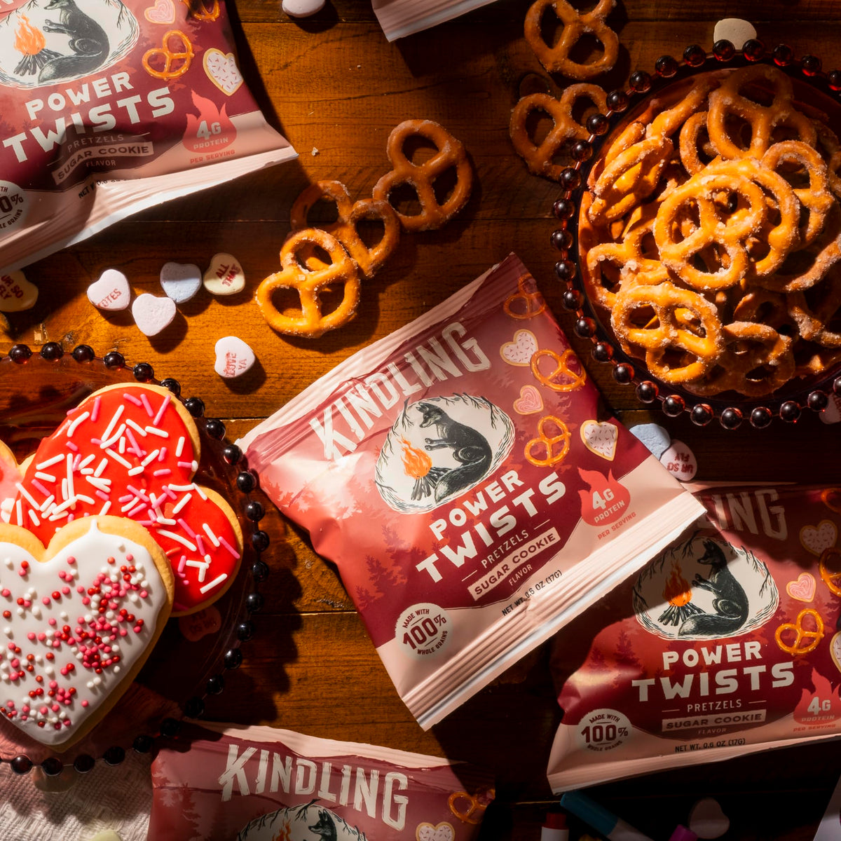 Kindling Protein Pretzels Sugar Cookie – 30 Pack, 8-9g Protein Per Serving, Kosher, Soy-Free