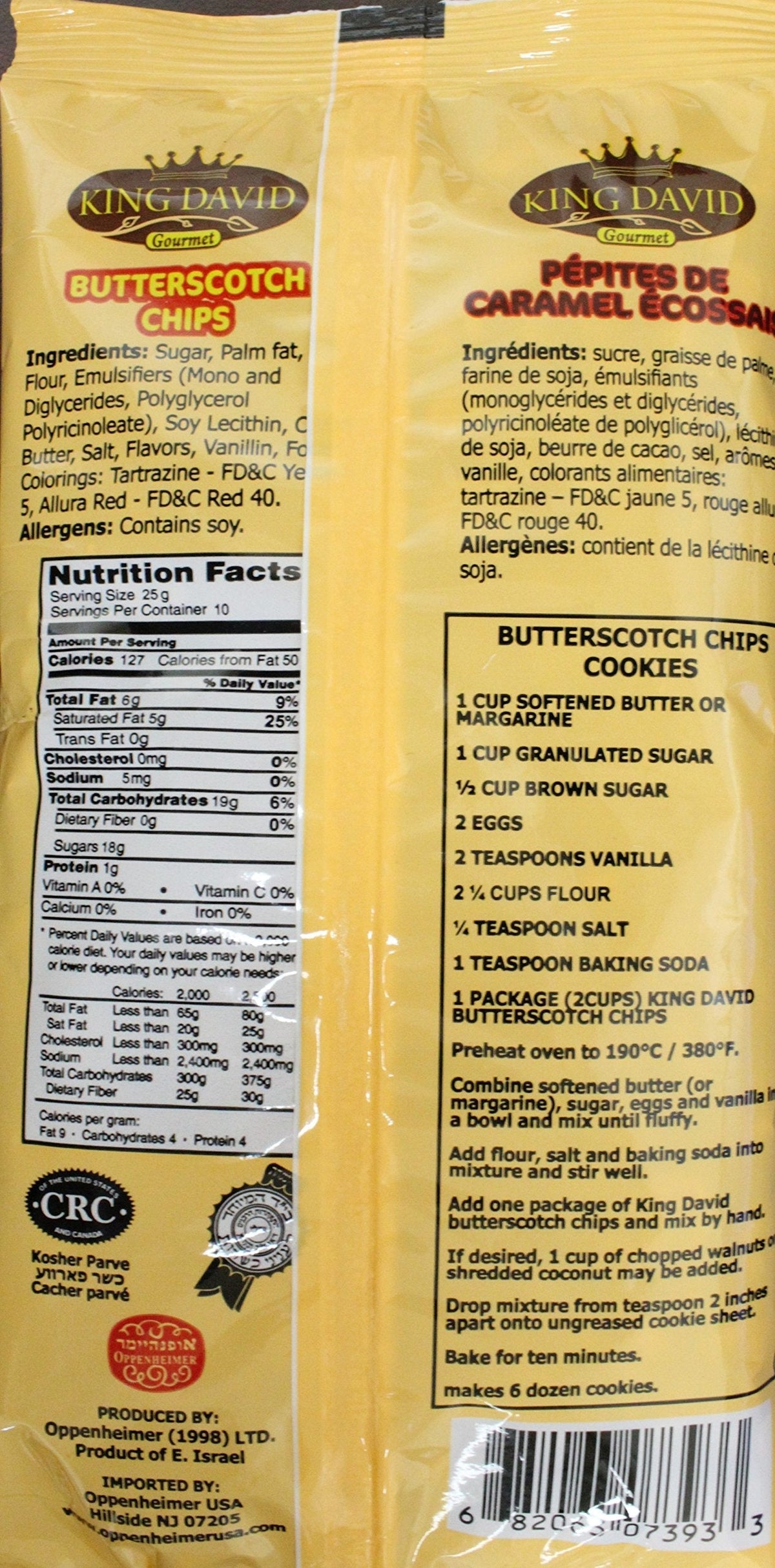 King David Vegan Butterscotch Chips — Non-Dairy, Kosher, 4-Pack (8.8 oz per bag)