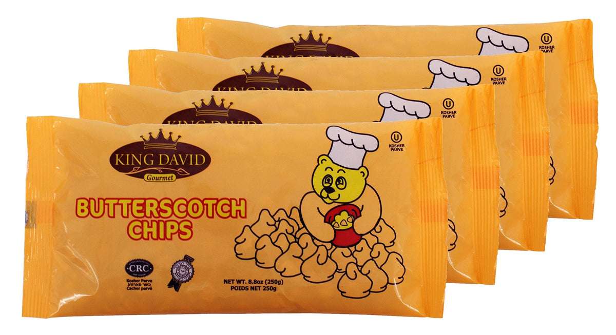 King David Vegan Butterscotch Chips — Non-Dairy, Kosher, 4-Pack (8.8 oz per bag)